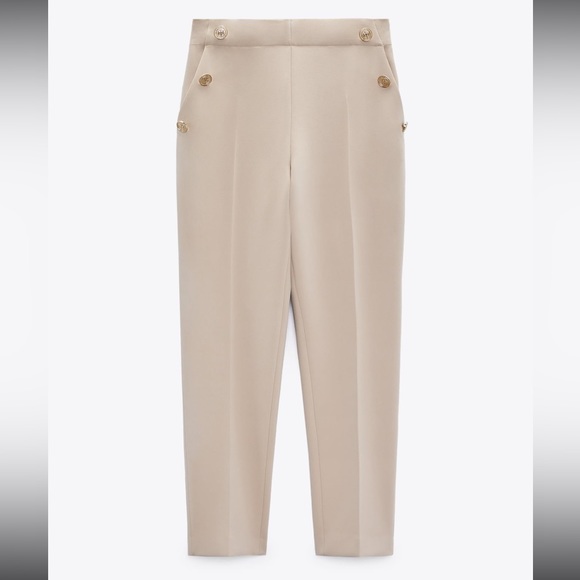 Straight leg pants with metallic gold buttons - Picture 1 of 1